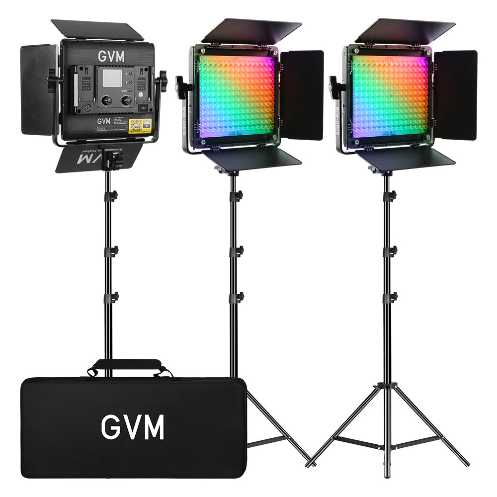 GVM-800D-6X 40W Bi-color and RGB Video Panel Light(3-Light Kit)