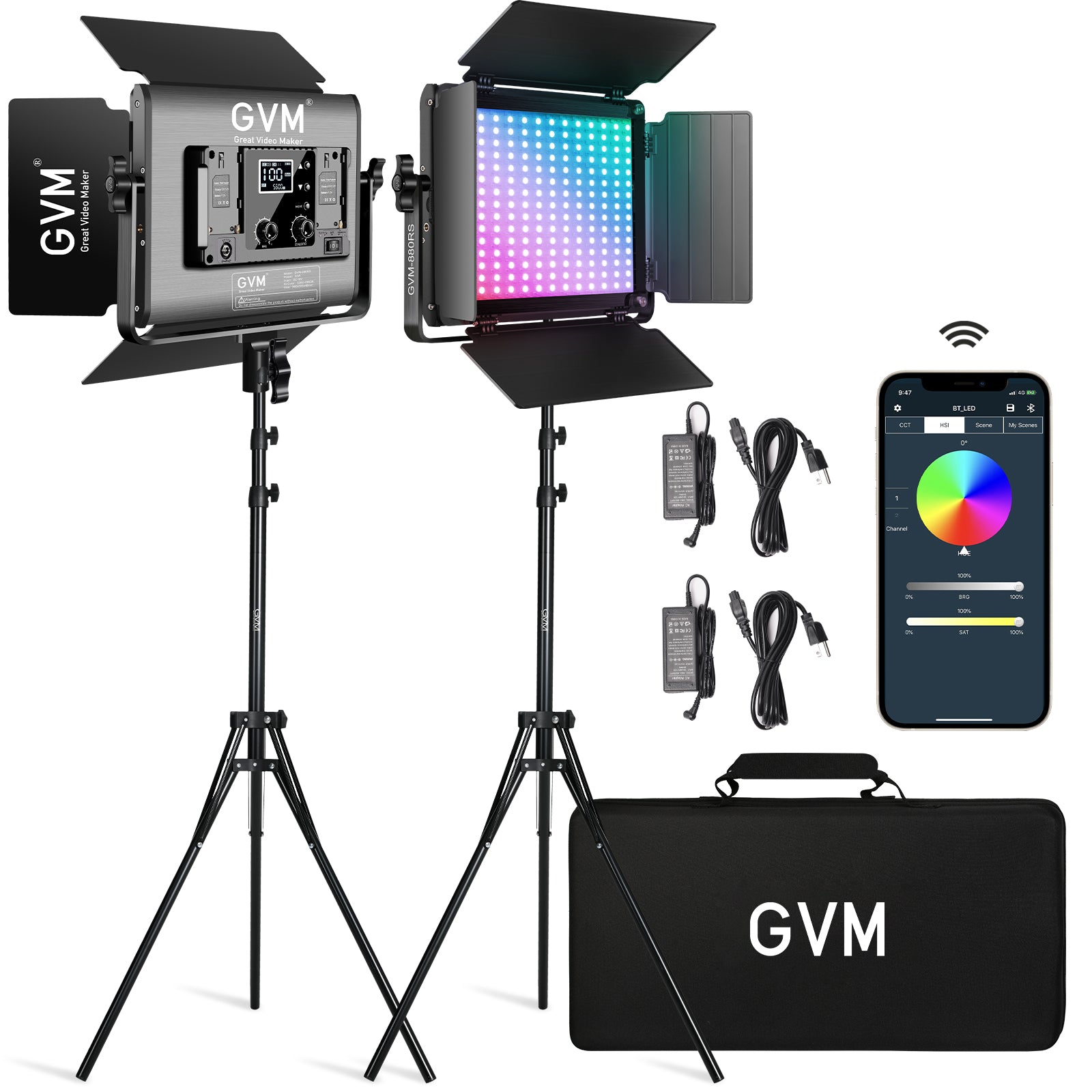 GVM RGB LED Video Light with Lighting Kits, 880RS 60W Led Panel Light
