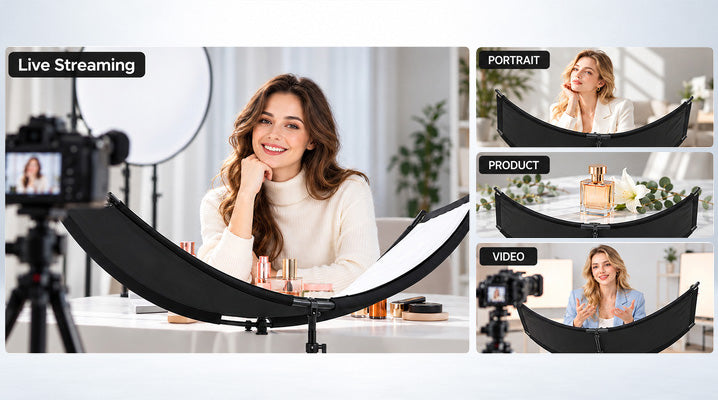 GVM R4DJ curved reflector for live streaming, portrait, product and video shooting