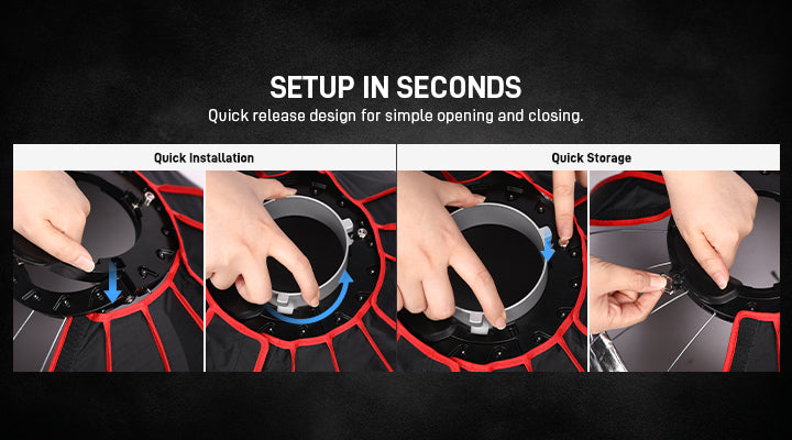 Quick release frame of GVM ZYG90SPR softbox for fast installation and storage