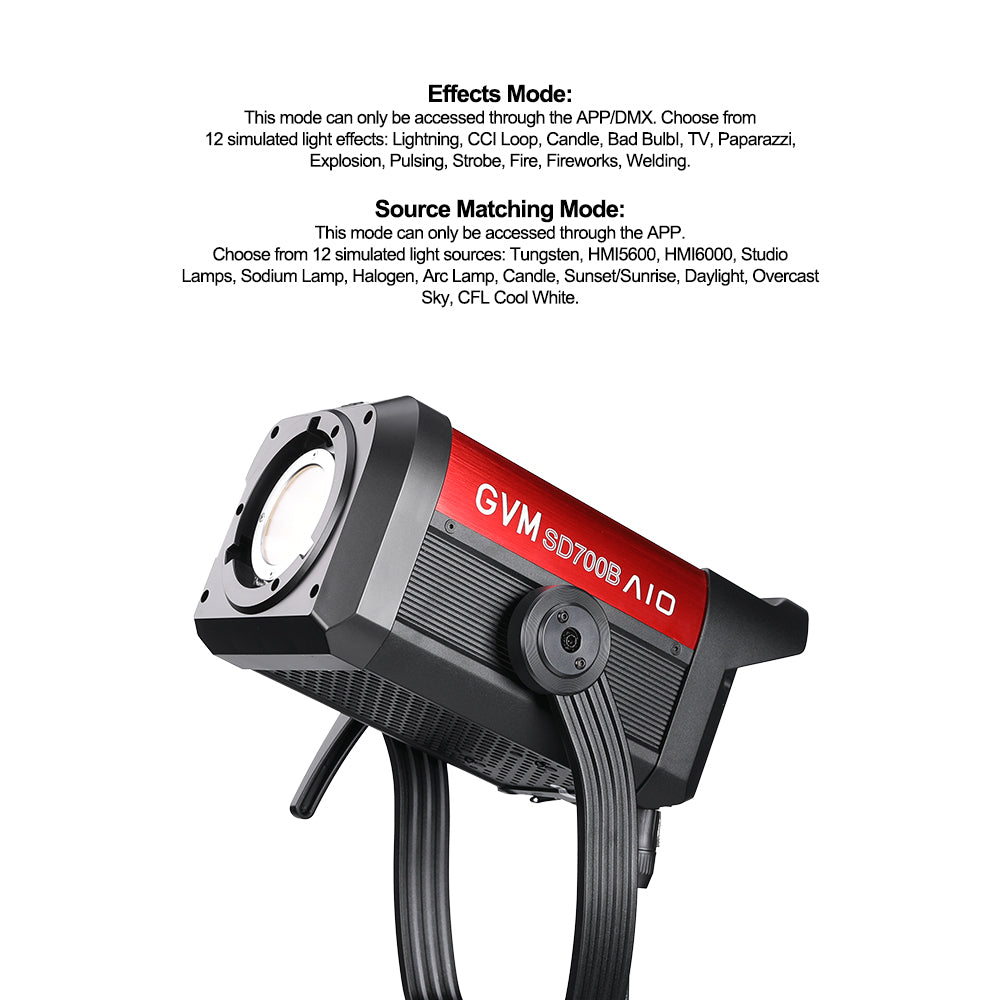GVM SD700B AIO 700W Bi-Color Integrated Spotlight（(2-Light kit)） - GVM