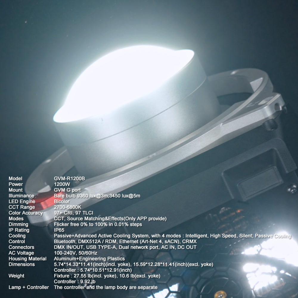 Reign R1200B  1200W Bi-Color Integrated Spotlight - GVM