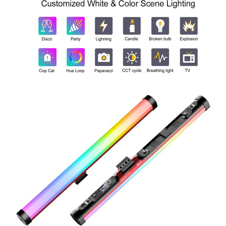 GVM RGB Tube Light with Softbox, 2 Packs 25W Handheld Wand Light, 24" Full Color LED Tube Light, 2700-10000K Stick Light with APP/DMX Control, 12 Scene Effects, MESH Networking Control Led Video Light - GVM