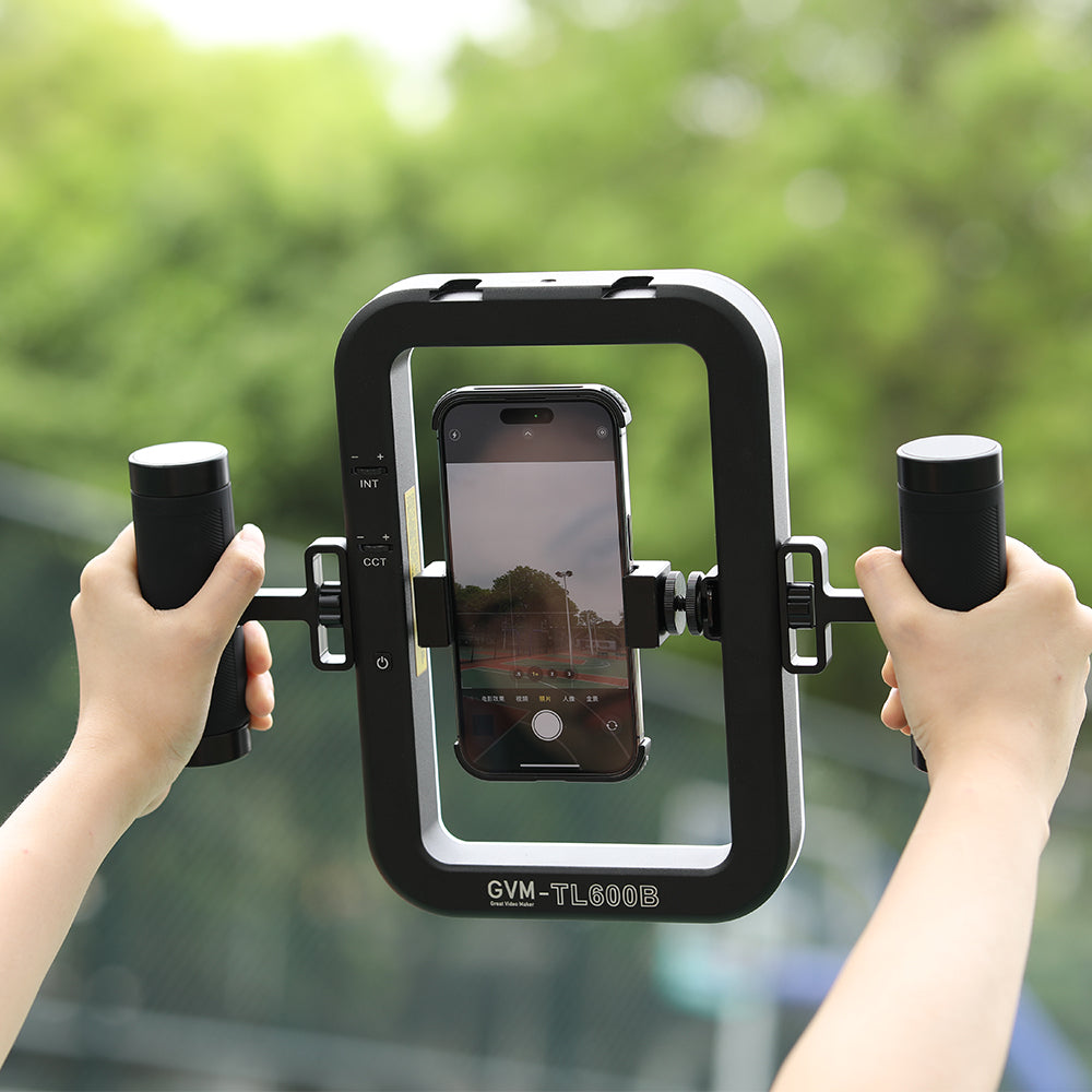 GVM TL600B 6W hand-held dual color temperature mobile phone ring light for live stream - GVM