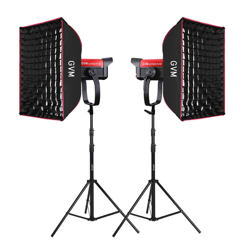 GVM SD700B AIO 700W Bi-Color Integrated Spotlight（(2-Light kit)） - GVM