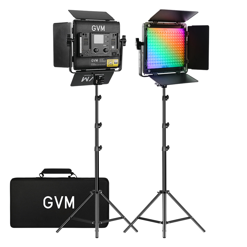 GVM-800D-III 40W Bi-color and RGB Video Panel Light(2-Light Kit) - GVM