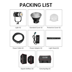 GVM SD200D 200W Bi-Color  LED Video Light(2-Light KIT) - GVM