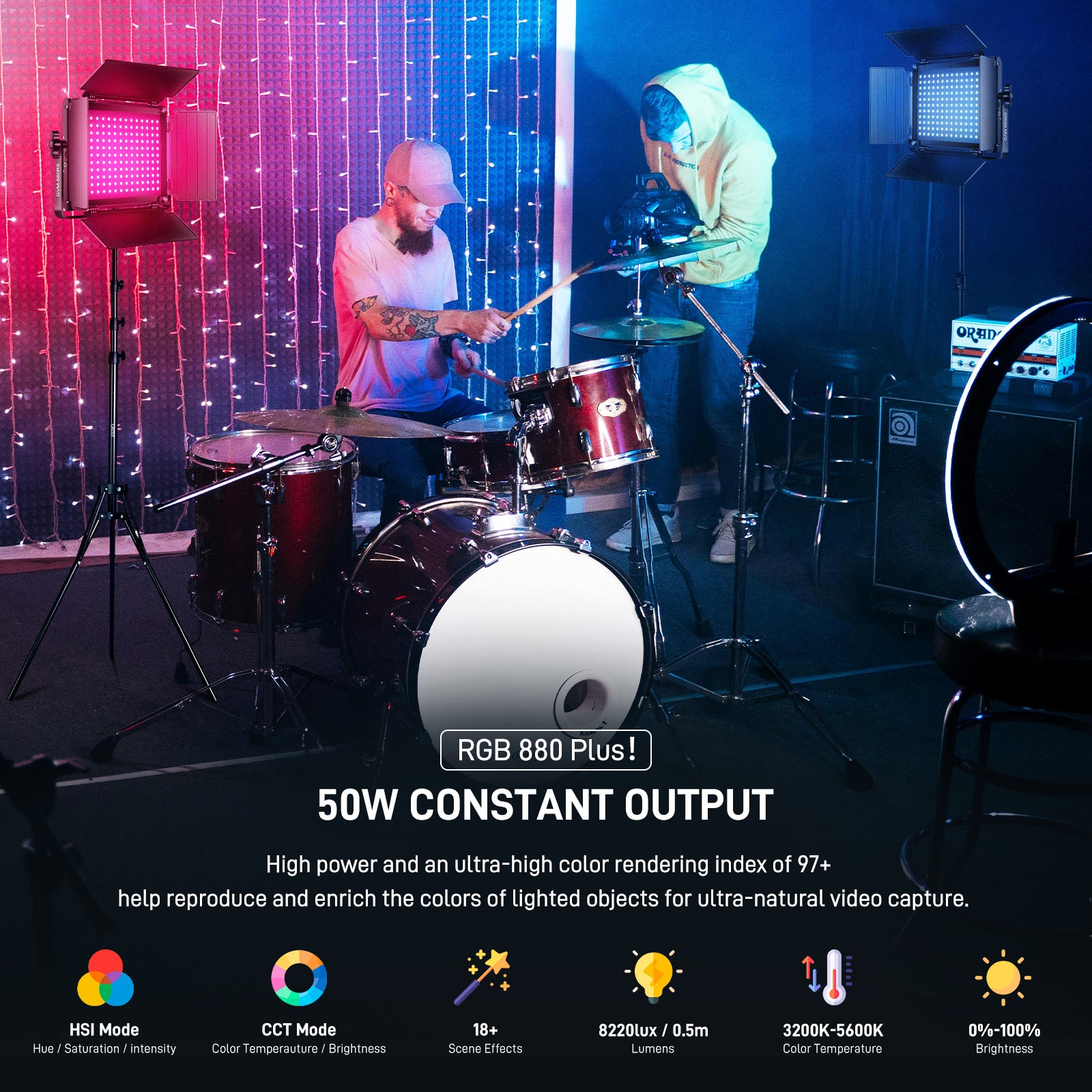 GVM RGB LED Video Light with Lighting Kits, 880RS 60W Led Panel Light with Bluetooth Control, 2 Packs Photography Lighting for YouTube Studio, Video Shooting, Gaming, Streaming, Conference - GVM