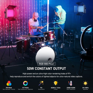 GVM RGB LED Video Light with Lighting Kits, 880RS 60W Led Panel Light with Bluetooth Control, 2 Packs Photography Lighting for YouTube Studio, Video Shooting, Gaming, Streaming, Conference - GVM