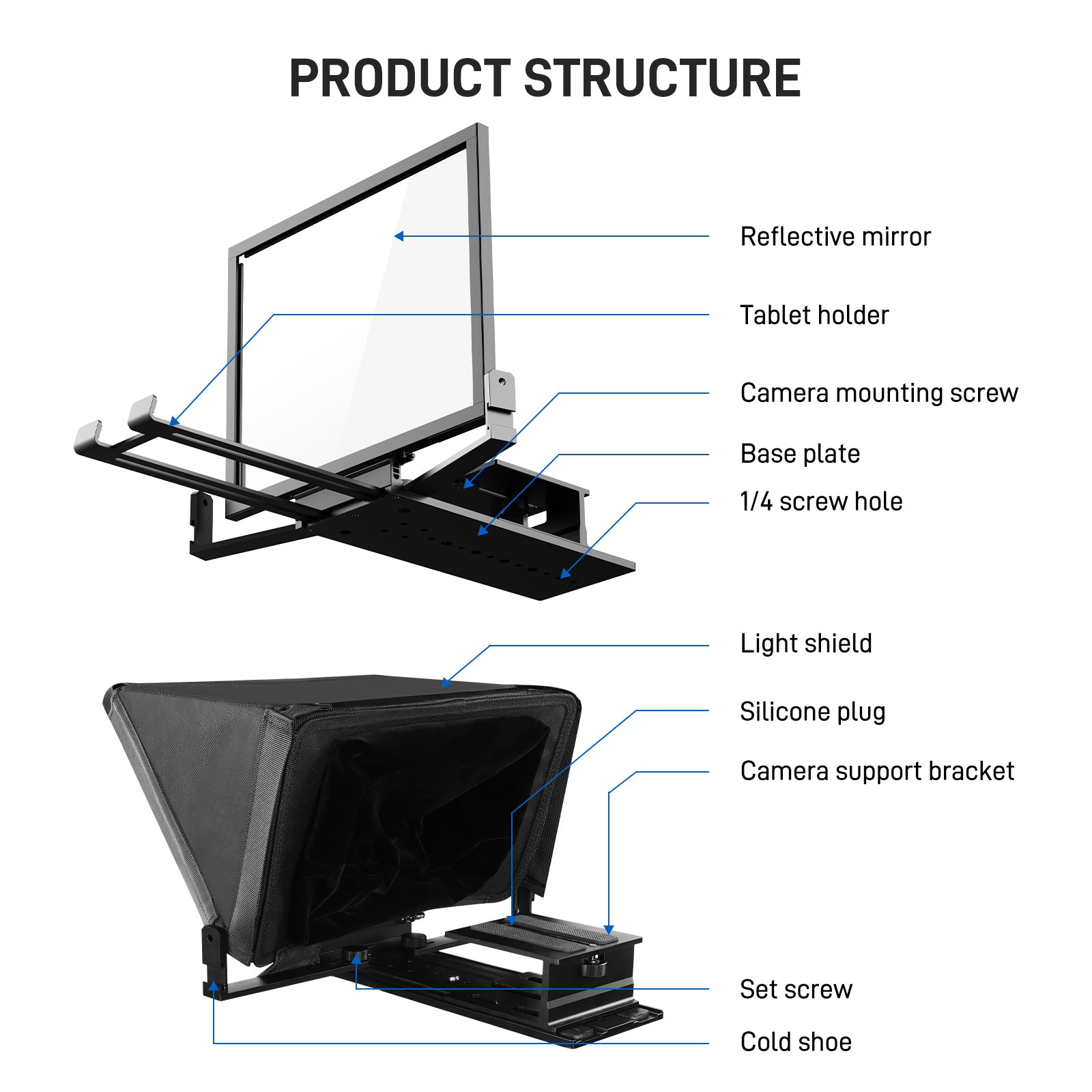GVM Teleprompter TQ-MB for Tablets & Smartphones with Remote Control - GVM