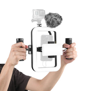 GVM TL600B 6W hand-held dual color temperature mobile phone ring light for live stream - GVM