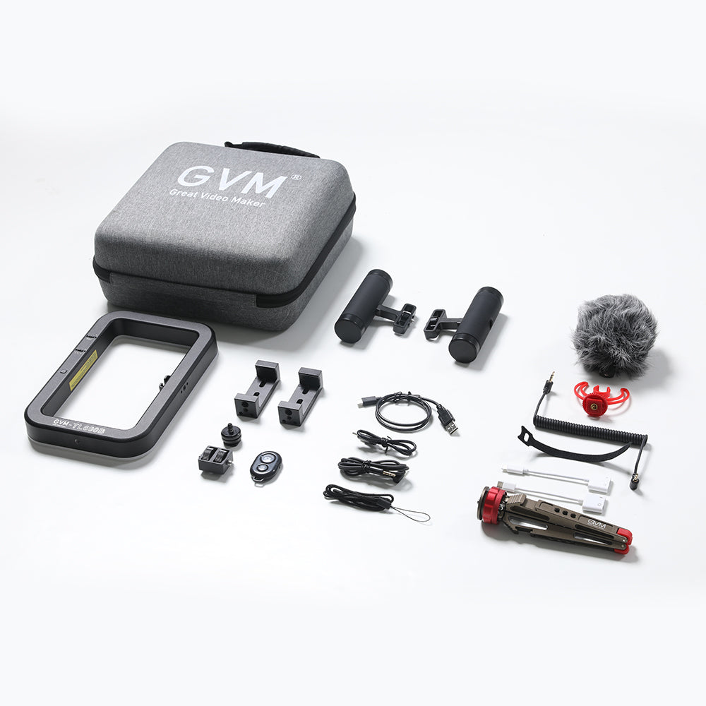 GVM TL600B 6W hand-held dual color temperature mobile phone ring light for live stream - GVM