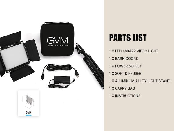 GVM-480LS 28W High Beam Bi-Color LED Video Soft Light with light stand（Open Box） - GVM