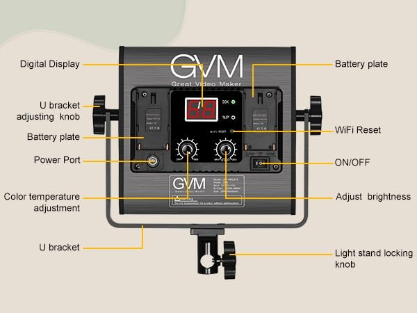 GVM-480LS 28W High Beam Bi-Color LED Video Soft Light with light stand（Open Box） - GVM