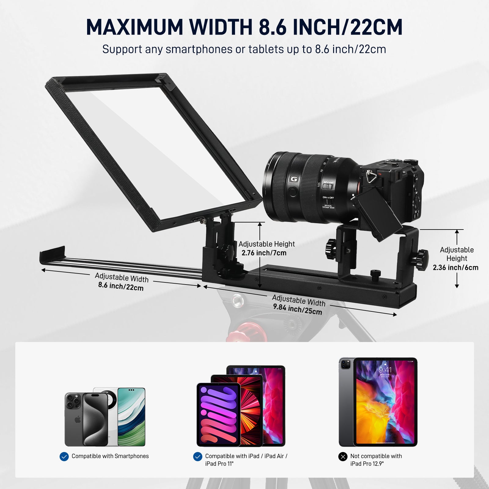 GVM Teleprompter TQ-MA for Tablets & Smartphones with Remote Control - GVM