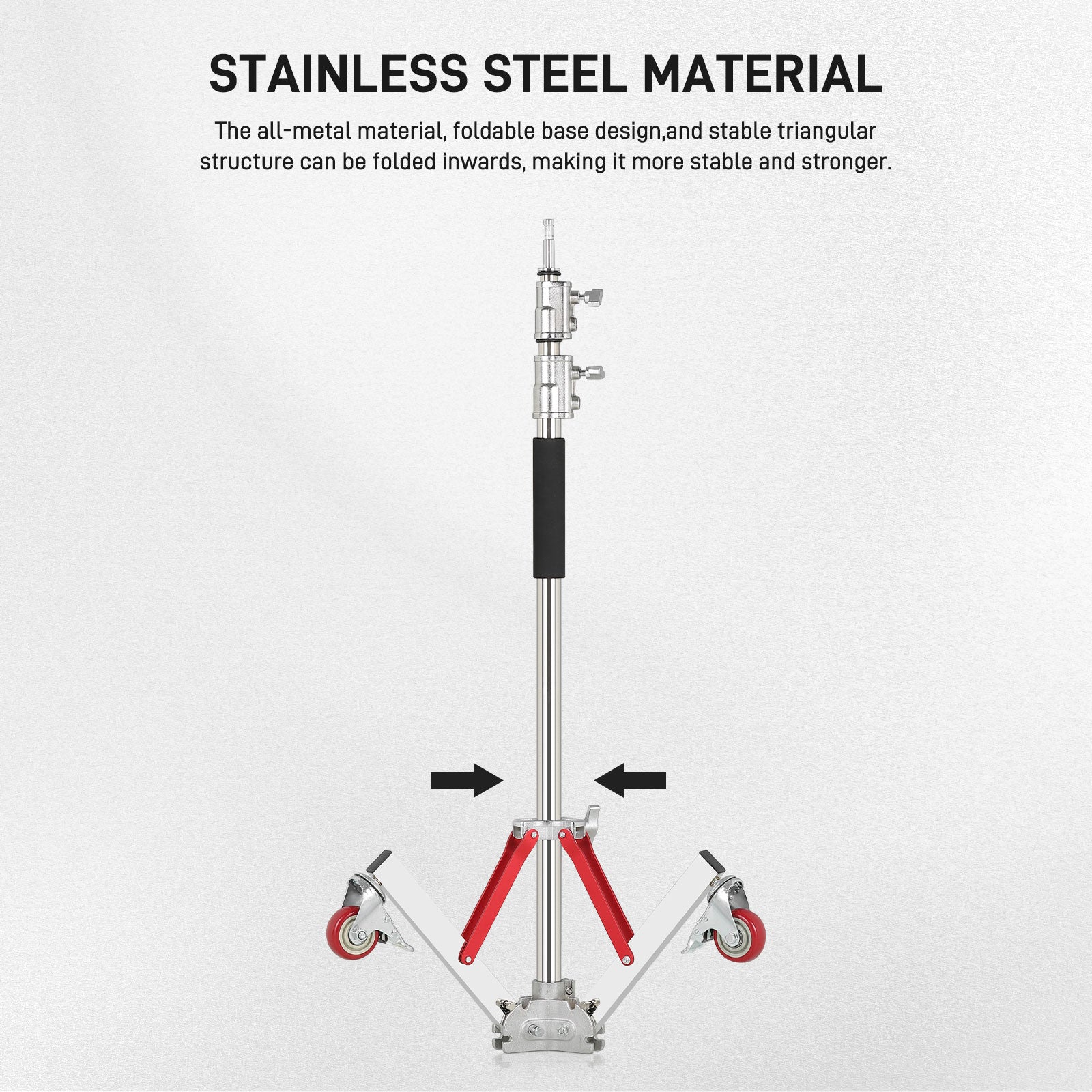 GVM DL300  Professional Rolling Light Stand - Stainless Steel & Aluminum Alloy with Locking Casters for Studio/Outdoor Photography/Videography(118‘’) - GVM