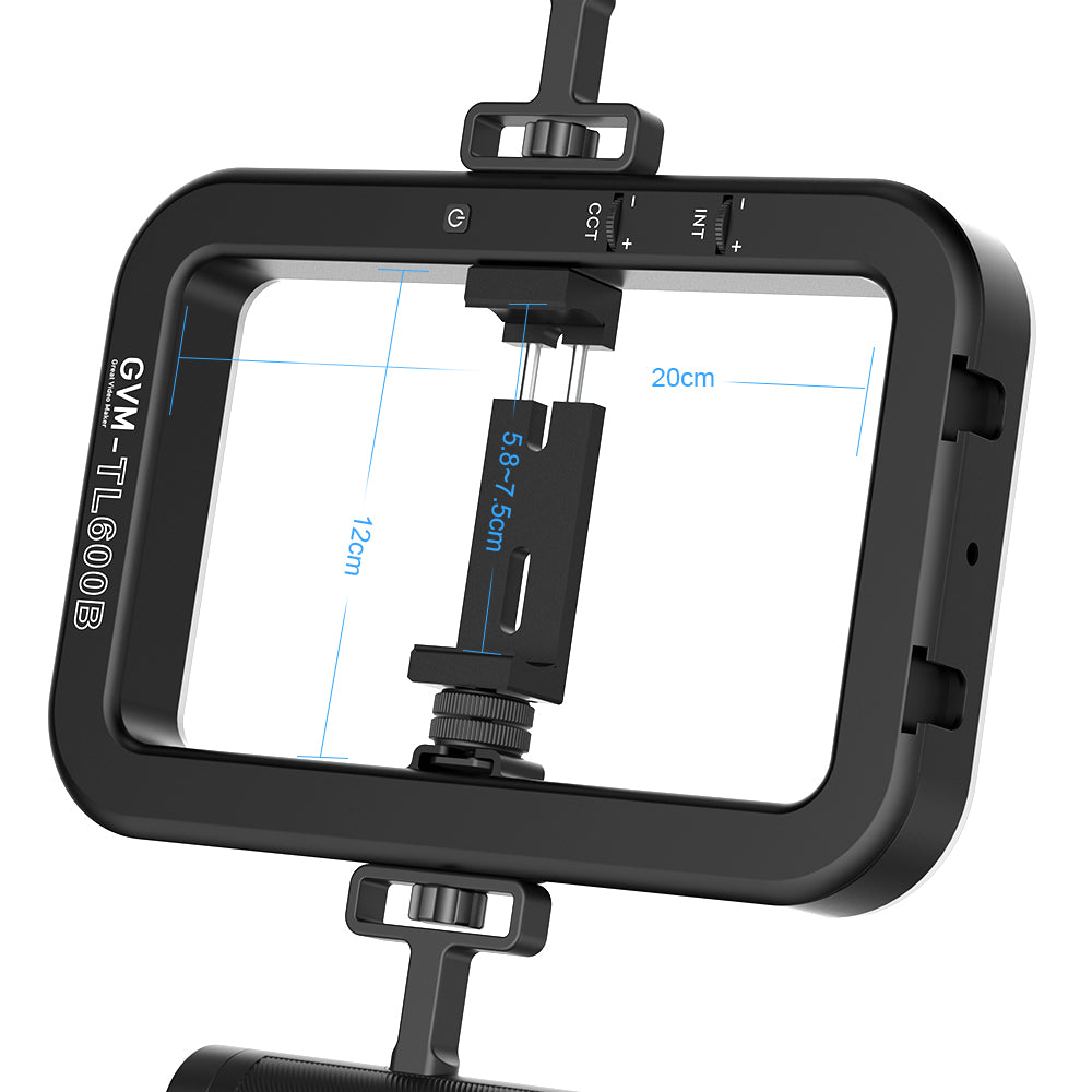 GVM TL600B 6W hand-held dual color temperature mobile phone ring light for live stream - GVM