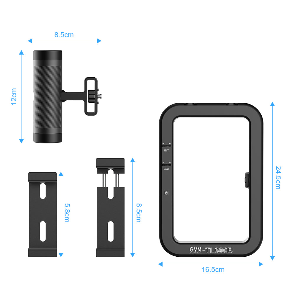 GVM TL600B 6W hand-held dual color temperature mobile phone ring light for live stream - GVM