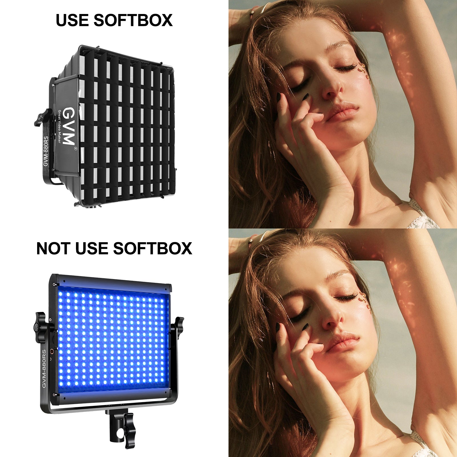 GVM RGB LED Video Light with Lighting Kits, 880RS 60W Led Panel Light with Bluetooth Control, 3 Packs Photography Lighting for YouTube Studio, Video Shooting, Gaming, Streaming, Conference - GVM