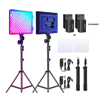 GVM 50W RGB  Bi-Color 3200K-5600K Studio Lights（Includes 2-Set NP-F750 batteries worth $99） - GVM