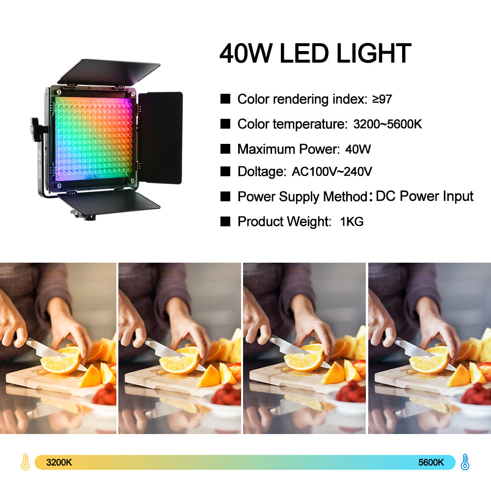 GVM-800D 6X 40W LEDパネルライト ビデオ用 バイカラー ビデオRGB