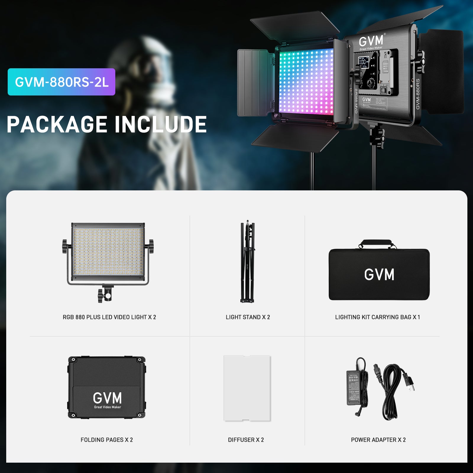 GVM RGB LED Video Light with Lighting Kits, 880RS 60W Led Panel Light