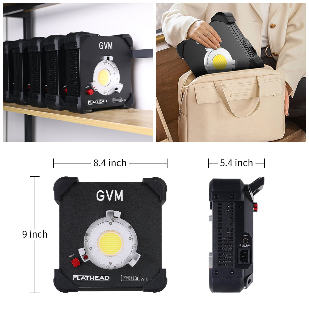 GVM F300B AIO 300W Portable LED Studio Panel Light - Professional Lighting On-the-Go - GVM