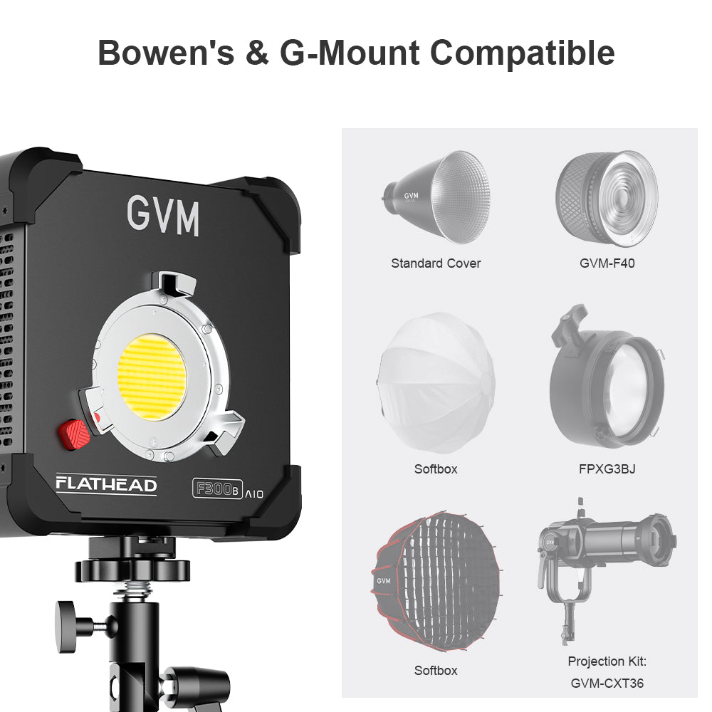GVM F300B AIO 300W Portable LED Studio Panel Light - Professional Lighting On-the-Go - GVM