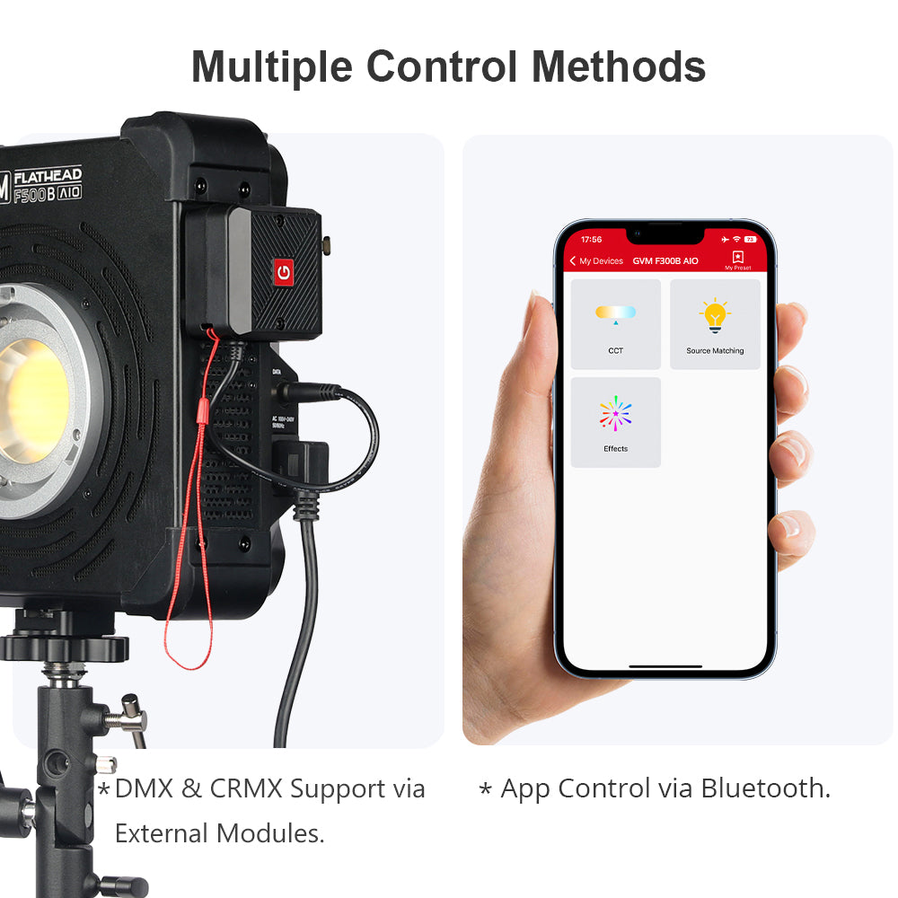GVM F500B AIO 500W Bi-Color LED Video Light – Portable Flat Panel Film Light with App Control for Studio, YouTube and Filmmaking - GVM