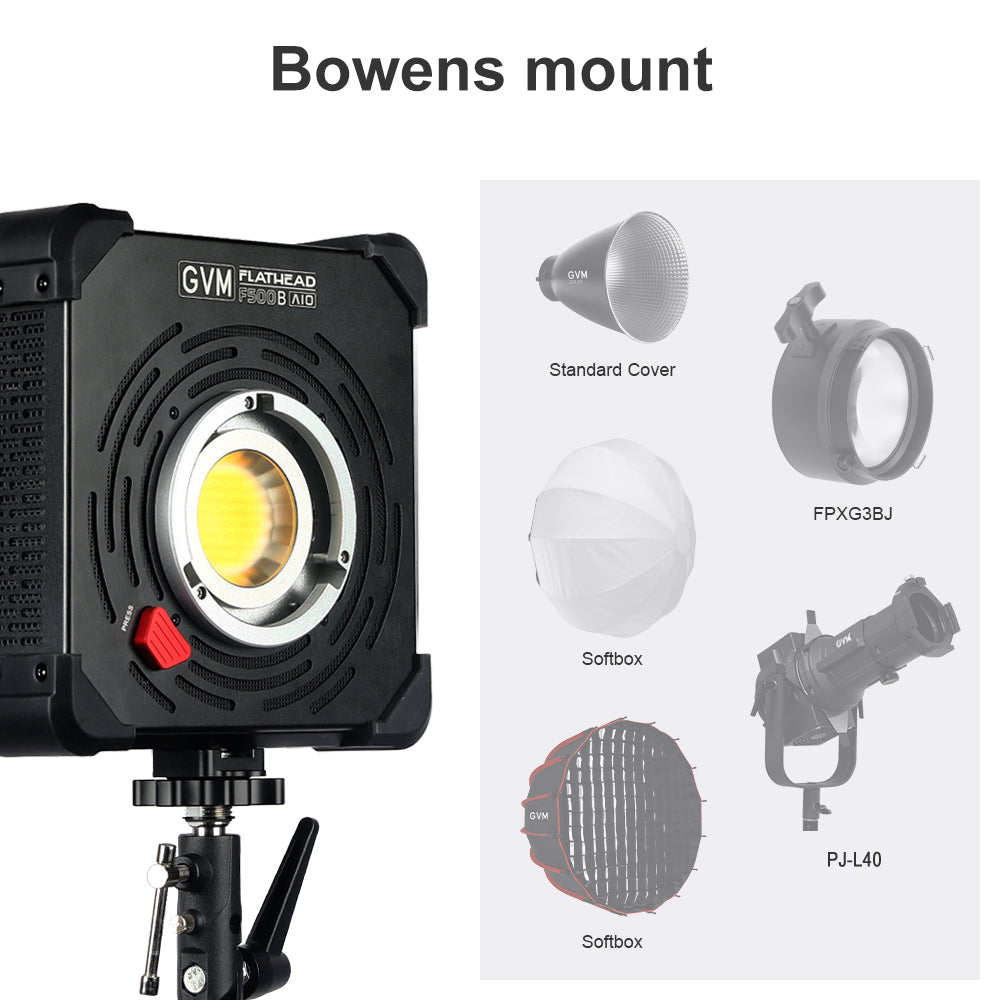 GVM F500B AIO 500W Bi-Color LED Video Light – Portable Flat Panel Film Light with App Control for Studio, YouTube and Filmmaking - GVM