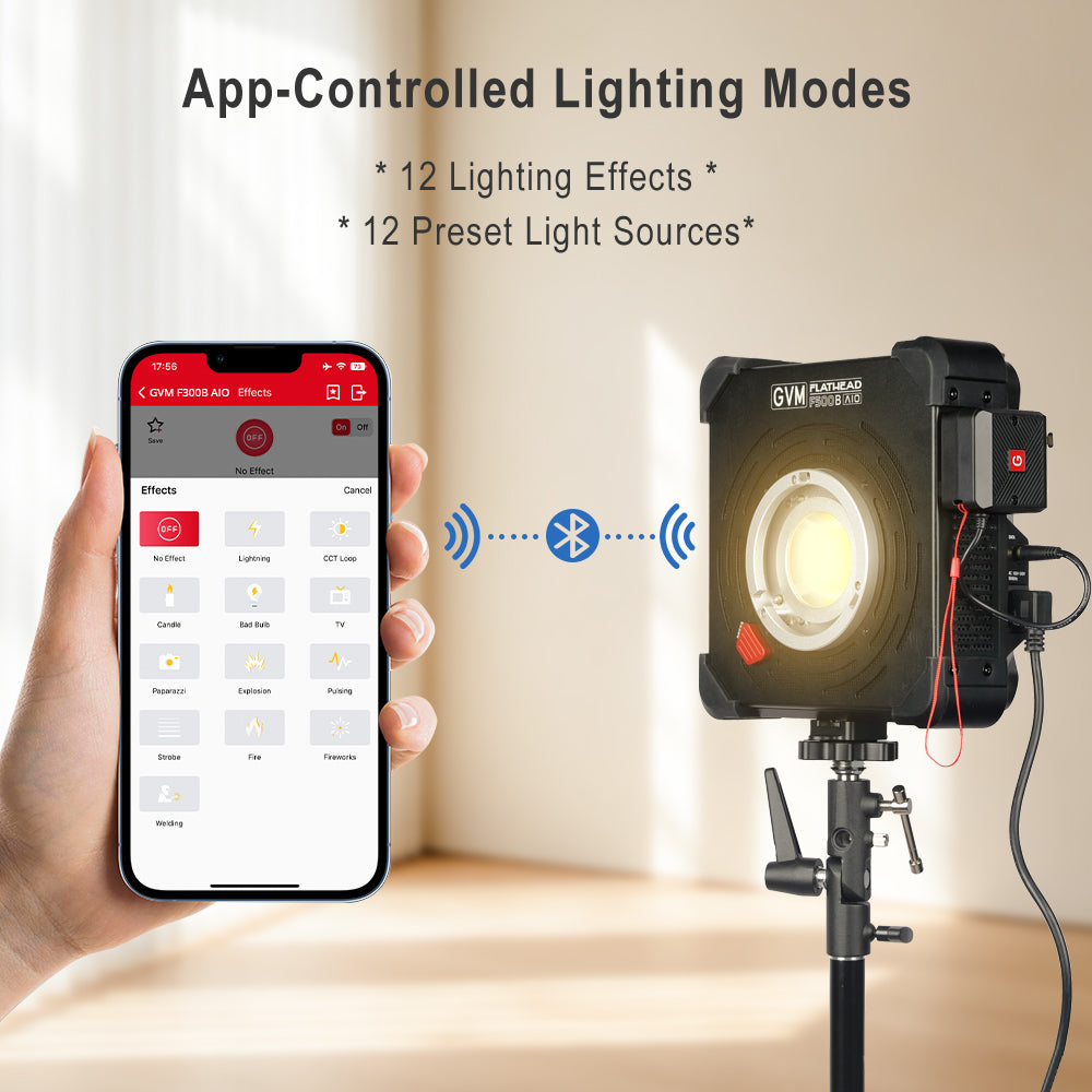 GVM F500B AIO 500W Bi-Color LED Video Light – Portable Flat Panel Film Light with App Control for Studio, YouTube and Filmmaking - GVM