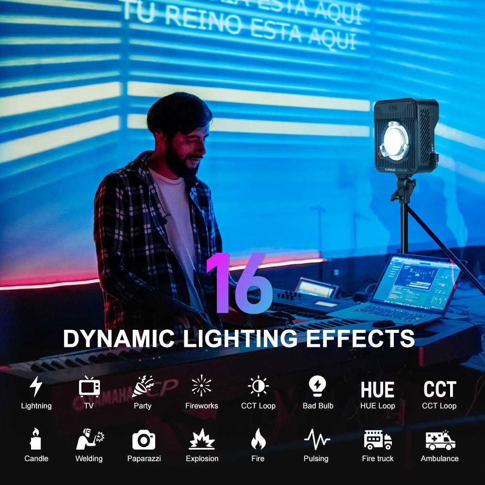 GVM FA200C AIO RGB LED Video Light – Portable Flathead Panel Light for Content Creators, Studio and Video Production - GVM