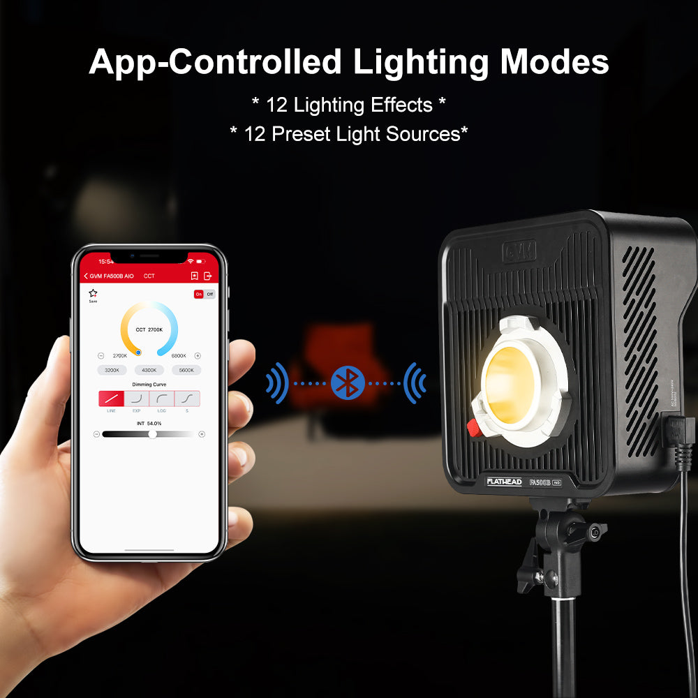 GVM FA500B AIO 500W Simple Setup Flathead LED Light for Content Creators - GVM