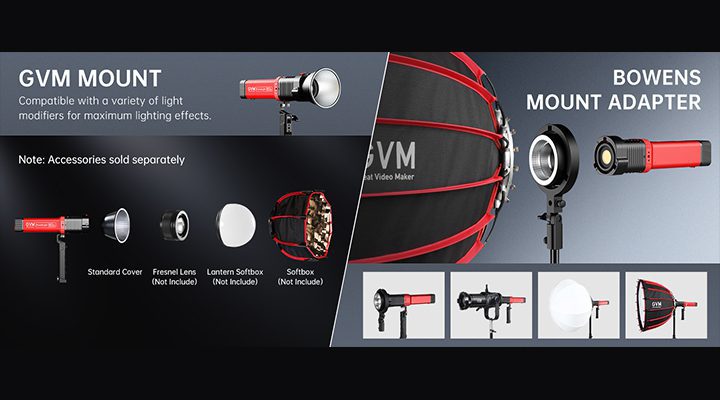 Compatible with Bowens Mount Accessories via an Adapter