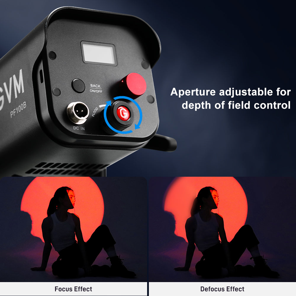GVM PF100B 100W Compact Bi-Color Zoom Photography Light - GVM