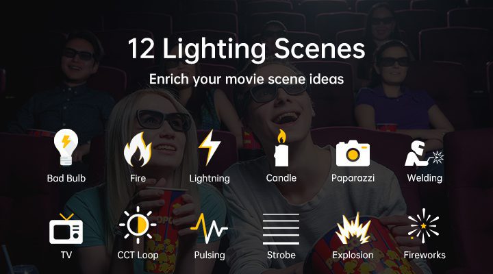 Built-in 12 cinema-grade lighting effects