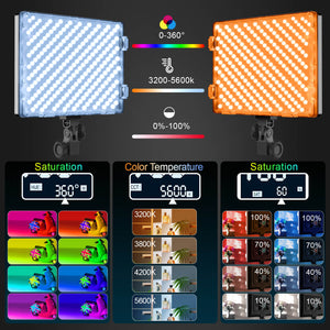 GVM 50W RGB  Bi-Color 3200K-5600K Studio Lights（Includes 2-Set NP-F750 batteries worth $99） - GVM