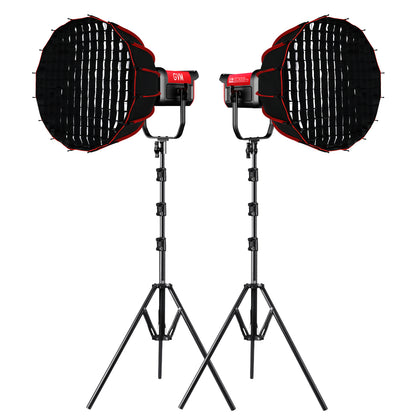 GVM PRO-SD300B 300W Bi-Color Monolight V-mount Mesh Bluetooth with softbox and light stand(2-Lights kit) - GVM