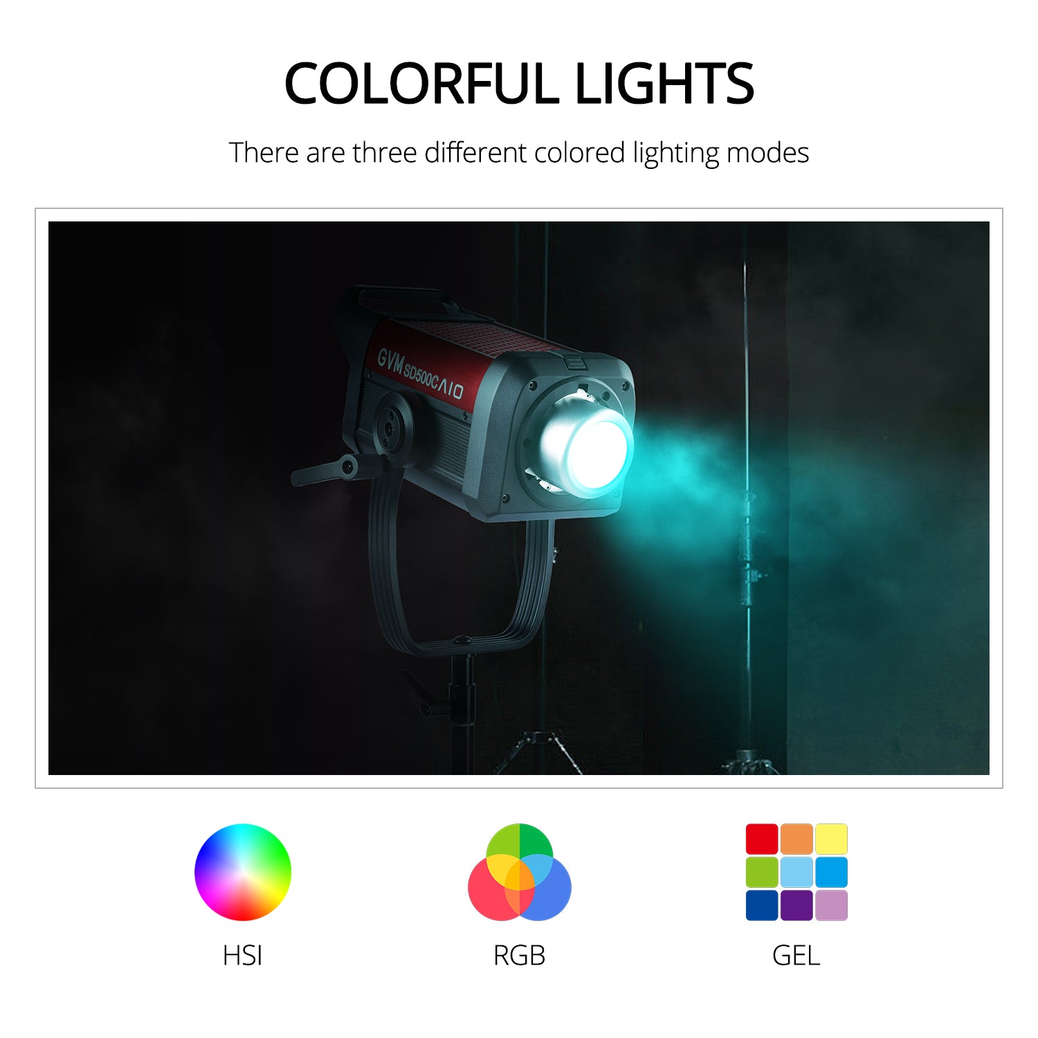GVM SD500C AIO 500W RGB LED Video Light for Filmmaking & Studio, App & DMX Control, High CRI, Adjustable Color Temperature - GVM