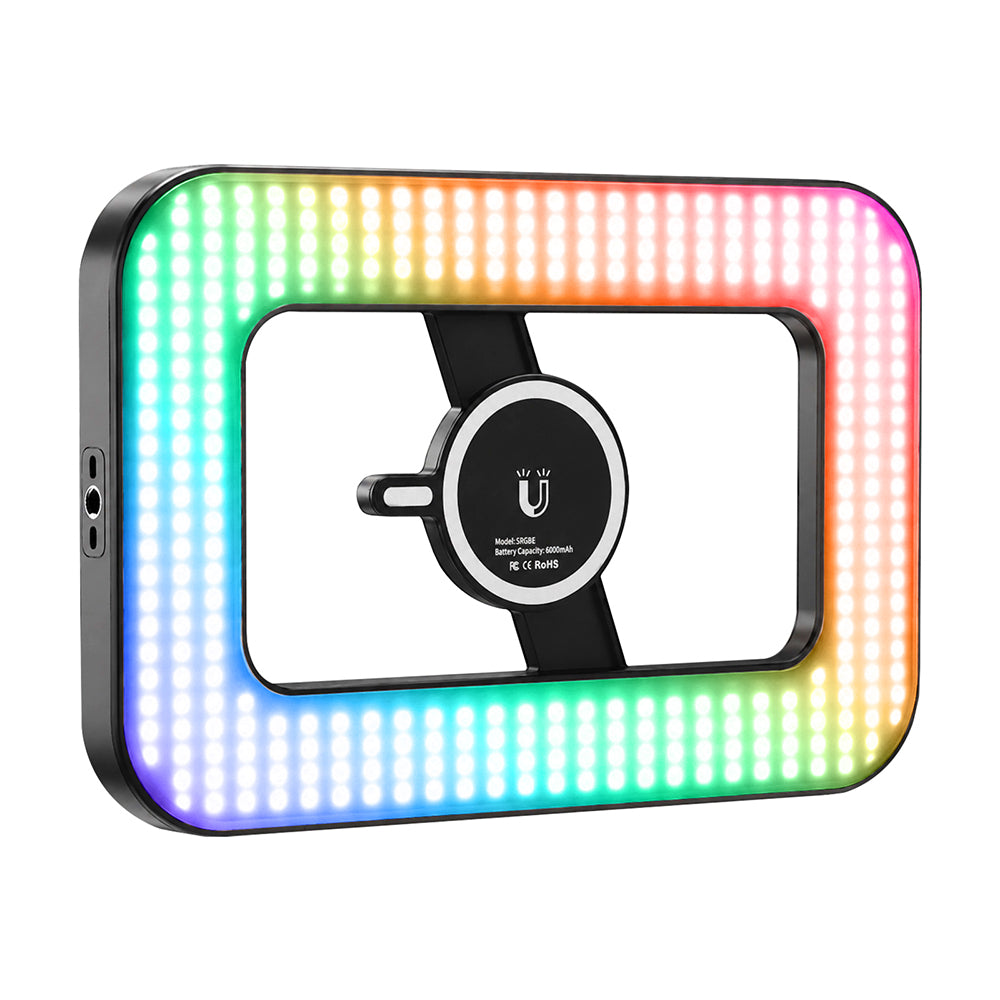 GVM TL-S4RGB-SET1 Luce LED ad anello magnetica portatile a colori completi con selfie stick e treppiede