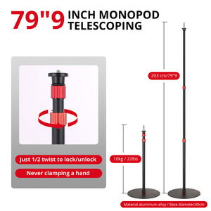 Lot de 2 pieds d’éclairage GVM YB2L200 à base ronde - pied de sol lesté de 79.9"