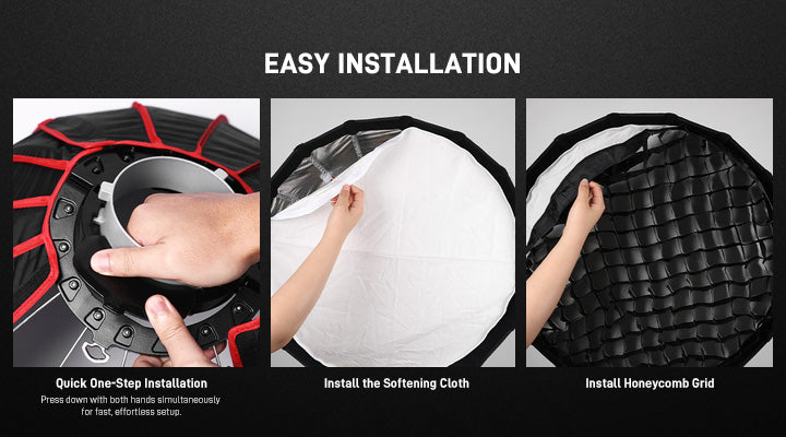 Tool free installation of softening cloth and honeycomb grid on GVM ZYG60SPR