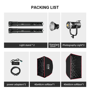 GVM SD300D 300W Bi-Color LED Monolight with softbox and light stand(2-Lights kit) - GVM
