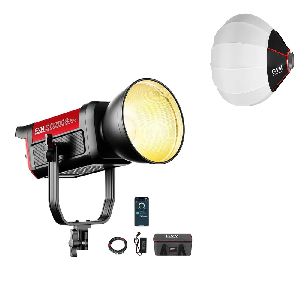 GVM PRO SD200B Monolight Bi-Color 200W avec Bluetooth et Grille (comprend 1 softbox lanterne 26'' gratuit d'une valeur de 99 $)