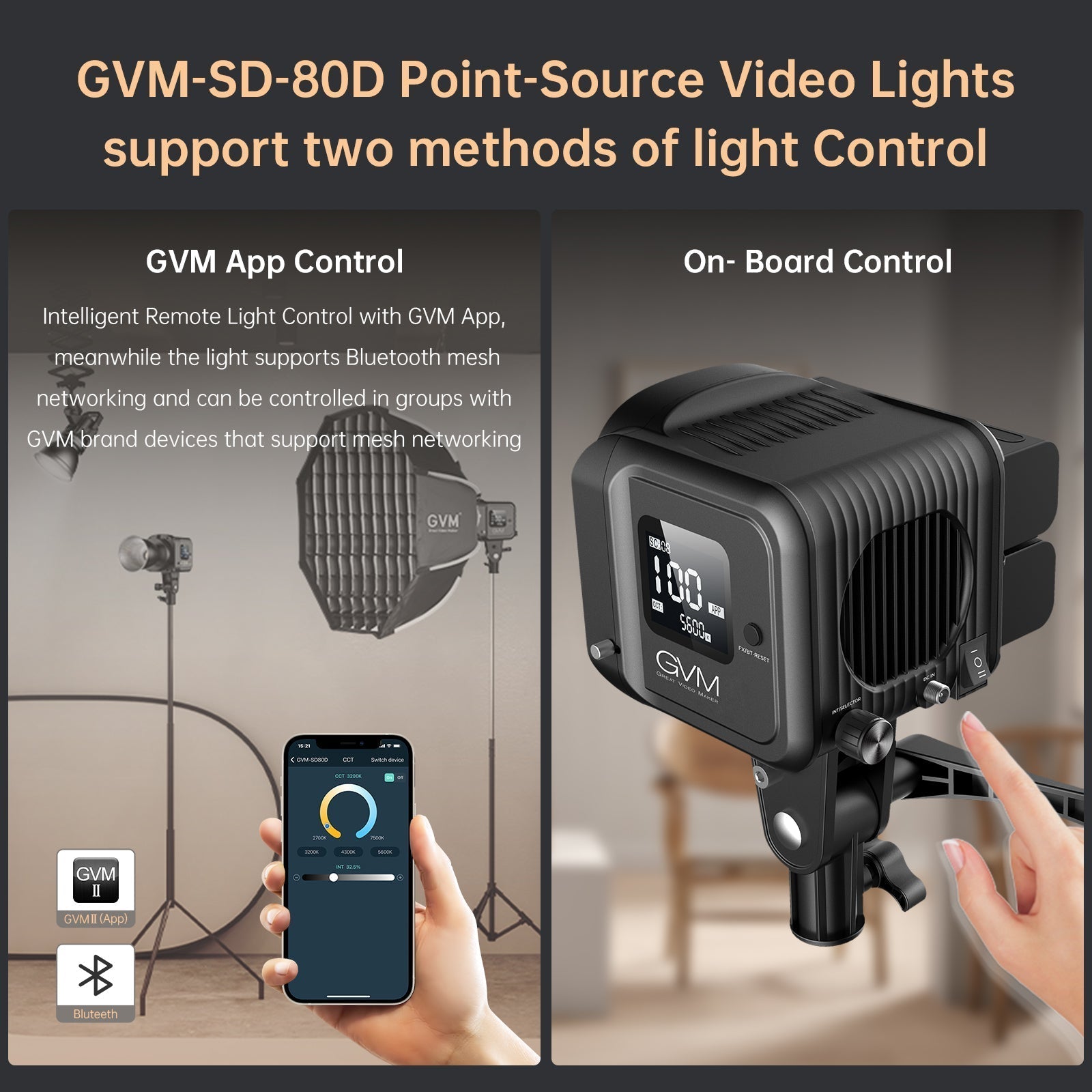 GVM SD80D 80w Bi - Color Outdoor Portable Spotlight（BOGO)(Only Jan 13th) - JIAN CHENG TECHNOLOGY INC.