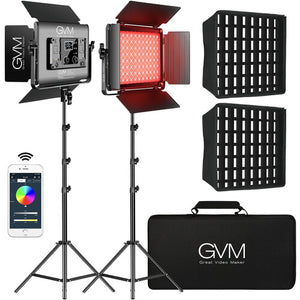 GVM 1000D RGB LED Light Panel (2-Light Kit with Softboxes) - GVM