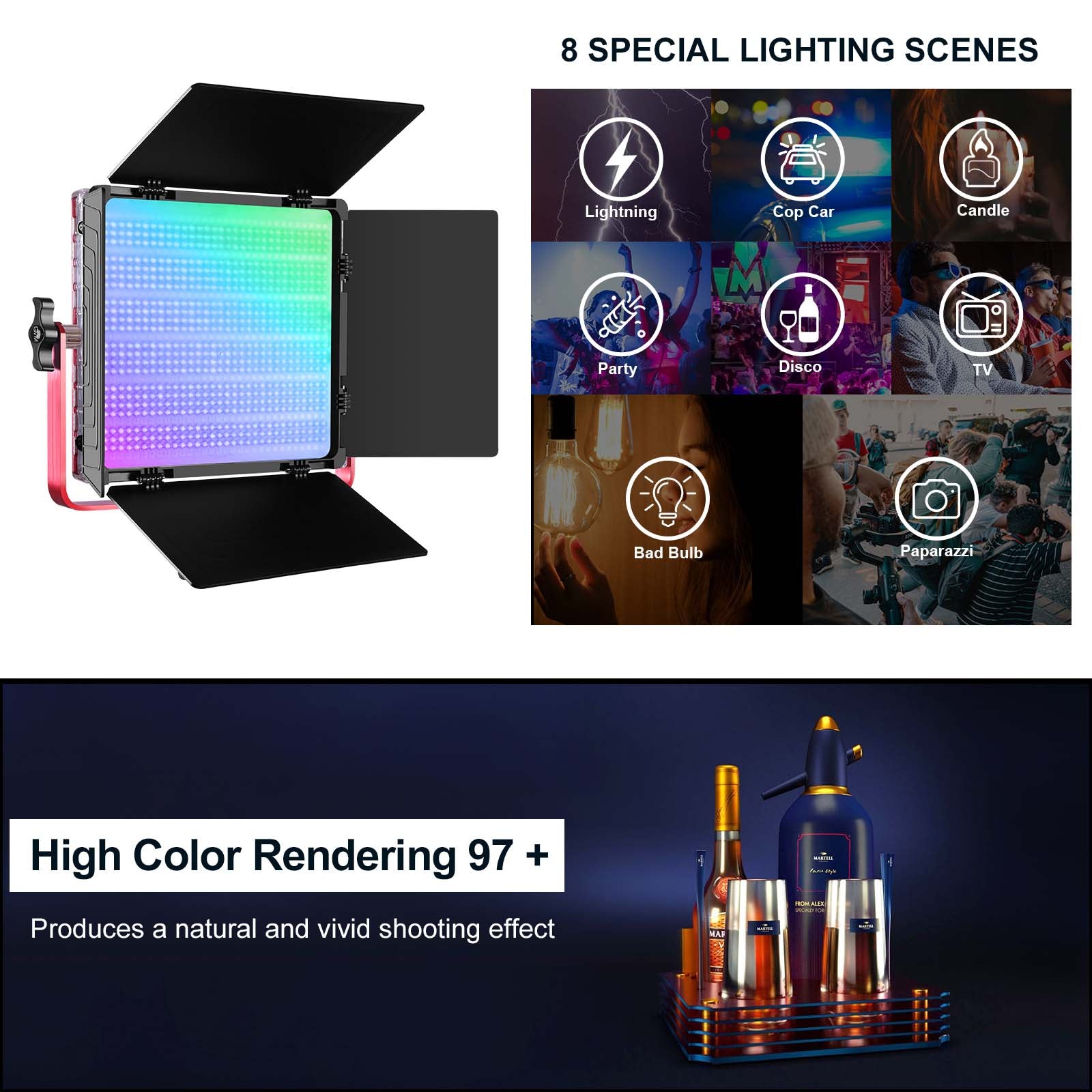 GVM-1200D 50W High Beam Bi-Color+50 WRGB Soft Light Panel - GVMLED