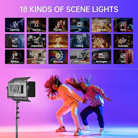 GVM-1300D 65W Powerful Bi-color and RGB Video Panel Light 2-Light-Kit - GVMLED