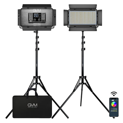 GVM-1300D 65W Powerful Bi-color and RGB Video Panel Light 2-Light-Kit - GVMLED