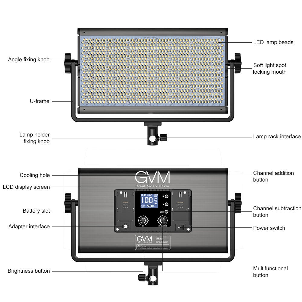 GVM-1500D 75W Powerful Bi-color and RGB Video Panel Light 2-Light-Kit - GVMLED